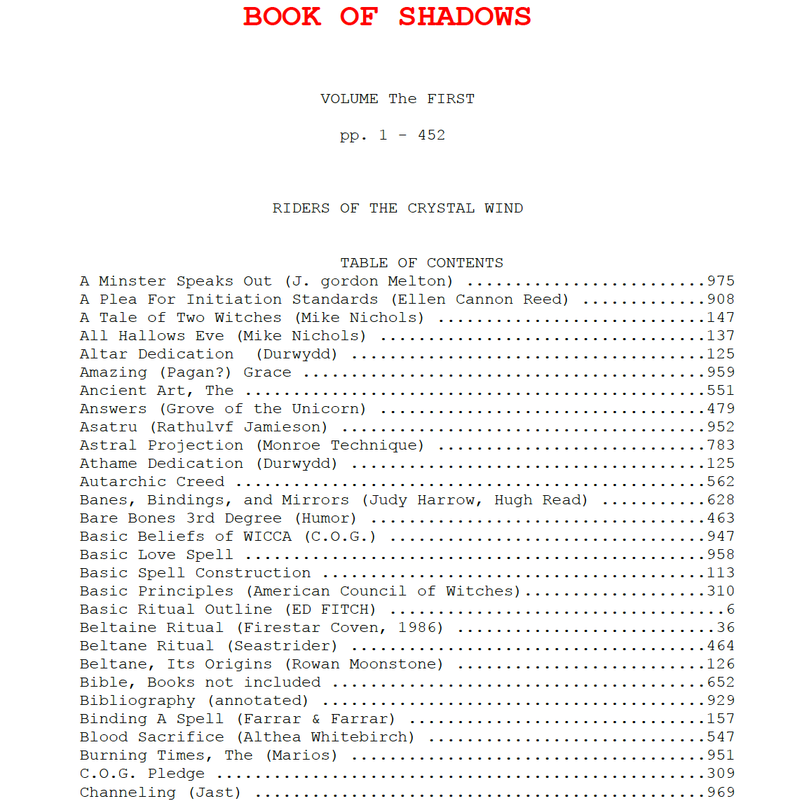 Book of Shadows
